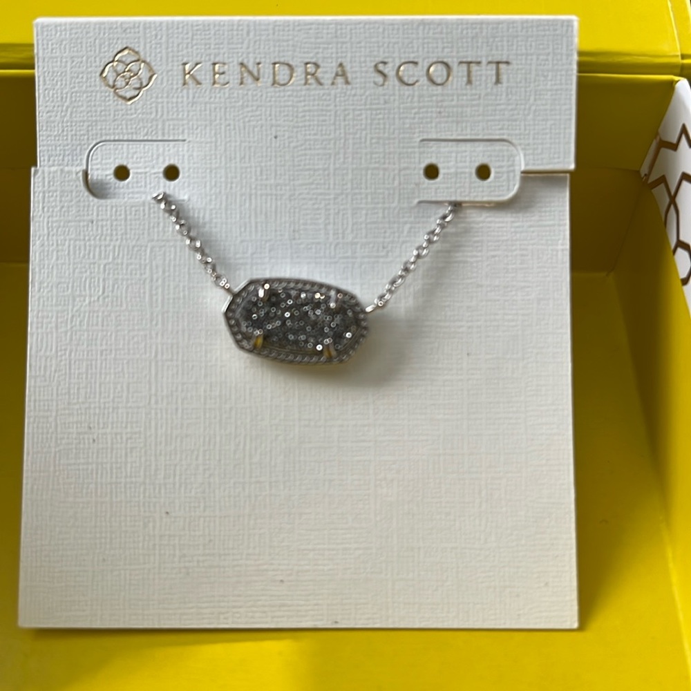 Elisa Silver Pendant Necklace in Platinum Drusy